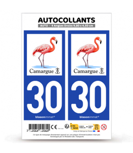 30 Camargue - Flamant Rose | Autocollant plaque immatriculation