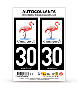 30 Camargue - Flamant Rose | Autocollant plaque immatriculation