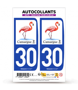 30 Camargue - Flamant Rose | Autocollant plaque immatriculation