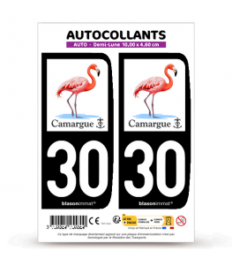 30 Camargue - Flamant Rose | Autocollant plaque immatriculation