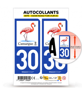 30 Camargue - Flamant Rose | Autocollant plaque immatriculation