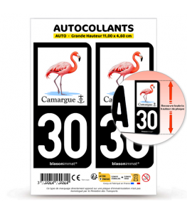 30 Camargue - Flamant Rose | Autocollant plaque immatriculation