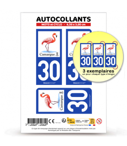 30 Camargue - Flamant Rose | Autocollant plaque immatriculation
