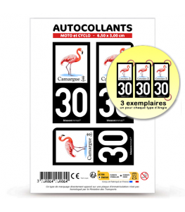 30 Camargue - Flamant Rose | Autocollant plaque immatriculation