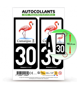 30 Camargue - Flamant Rose | Autocollant plaque immatriculation
