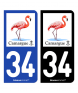 34 Camargue - Flamant Rose | Autocollant plaque immatriculation