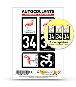 34 Camargue - Flamant Rose | Autocollant plaque immatriculation