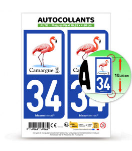 34 Camargue - Flamant Rose | Autocollant plaque immatriculation
