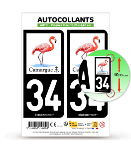 34 Camargue - Flamant Rose | Autocollant plaque immatriculation