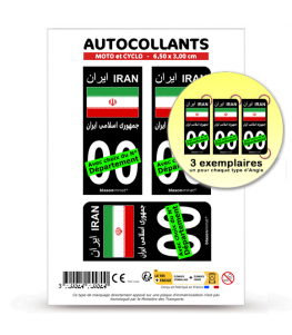 Iran - Drapeau | Autocollant plaque immatriculation
