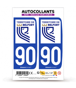 90 Territoire de Belfort - Département | Autocollant plaque immatriculation
