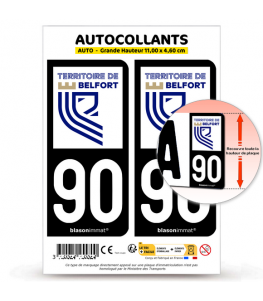 90 Territoire de Belfort - Département | Autocollant plaque immatriculation