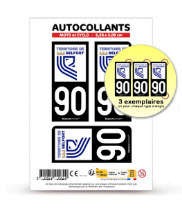 Adesivi Per Targa Moto – Dipartimento 90 Territoire De Belfort – Logo Borgogna-Franca Contea – Kit 60x30mm In Vinile HD – Prodotto In Francia