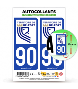 90 Territoire de Belfort - Département | Autocollant plaque immatriculation