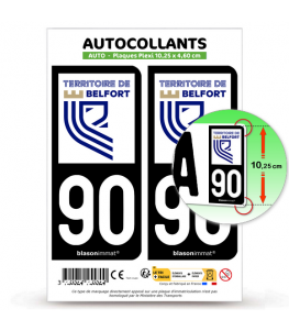 90 Territoire de Belfort - Département | Autocollant plaque immatriculation