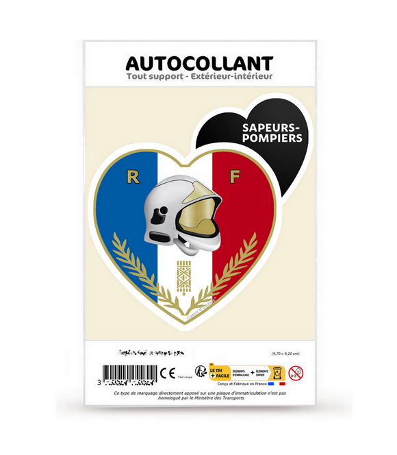 Sapeurs-Pompiers - Blason | Autocollant Coeur j'aime