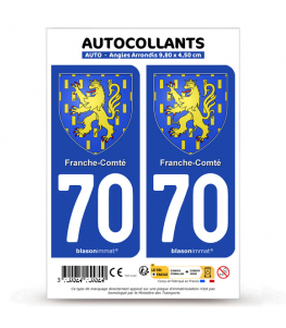 70 Franche-Comté - Armoiries | Autocollant plaque immatriculation®