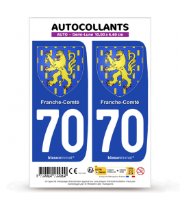70 Franche-Comté - Armoiries | Autocollant plaque immatriculation®