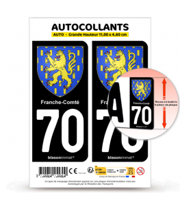 70 Franche-Comté - Armoiries | Autocollant plaque immatriculation®