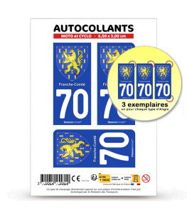 70 Franche-Comté - Armoiries | Autocollant plaque immatriculation®
