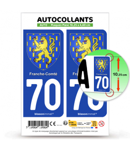 70 Franche-Comté - Armoiries | Autocollant plaque immatriculation®