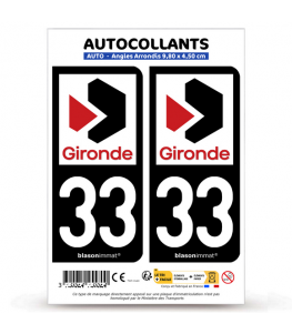 33 Gironde - Département | Autocollant plaque immatriculation®