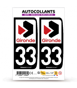 33 Gironde - Département | Autocollant plaque immatriculation®