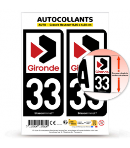 33 Gironde - Département | Autocollant plaque immatriculation®