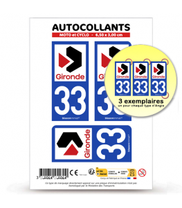 33 Gironde - Département | Autocollant plaque immatriculation®