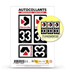 33 Gironde - Département | Autocollant plaque immatriculation®