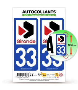 33 Gironde - Département | Autocollant plaque immatriculation®