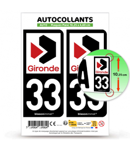 33 Gironde - Département | Autocollant plaque immatriculation®