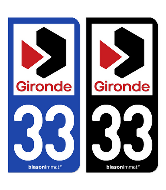 33 Gironde - Département | Autocollant plaque immatriculation®