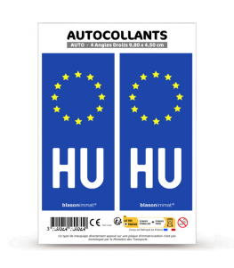 HU Hongrie - Identifiant Européen | Autocollant plaque immatriculation®