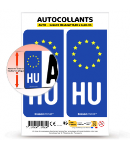 HU Hongrie - Identifiant Européen | Autocollant plaque immatriculation®