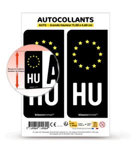 HU Hongrie - Identifiant Européen | Autocollant plaque immatriculation®
