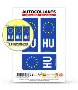 HU Hongrie - Identifiant Européen | Autocollant plaque immatriculation®