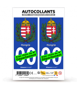 Hongrie - Armoiries | Autocollant plaque immatriculation® Moto-FN