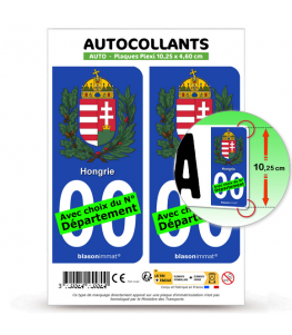 Hongrie - Armoiries | Autocollant plaque immatriculation® Moto-FN