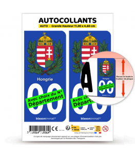 Hongrie - Armoiries | Autocollant plaque immatriculation® Moto-FN