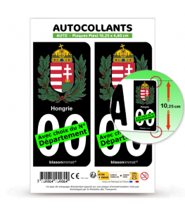 Hongrie - Armoiries | Autocollant plaque immatriculation® Moto-FN