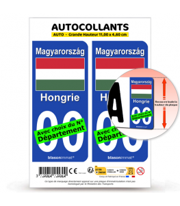 Hongrie - Drapeau | Autocollant plaque immatriculation® Moto-FN