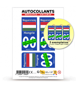 Hongrie - Drapeau | Autocollant plaque immatriculation® Moto-FN