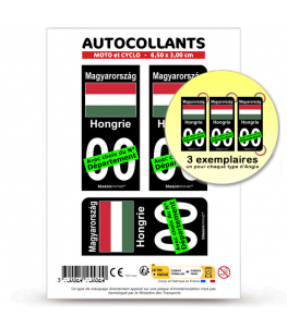 Hongrie - Drapeau | Autocollant plaque immatriculation® Moto-FN
