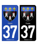 37 Tours - Armoiries | Autocollant plaque immatriculation®