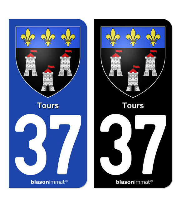 37 Tours - Armoiries | Autocollant plaque immatriculation®