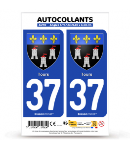 37 Tours - Armoiries | Autocollant plaque immatriculation®
