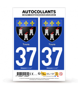 37 Tours - Armoiries | Autocollant plaque immatriculation®