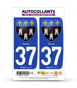 37 Tours - Armoiries | Autocollant plaque immatriculation®