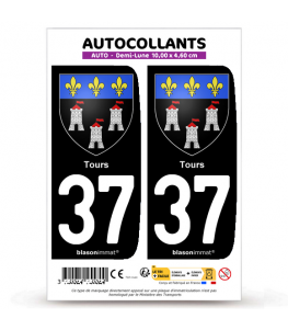 37 Tours - Armoiries | Autocollant plaque immatriculation®